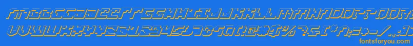 フォントXenophobia3DItalic – オレンジ色の文字が青い背景にあります。