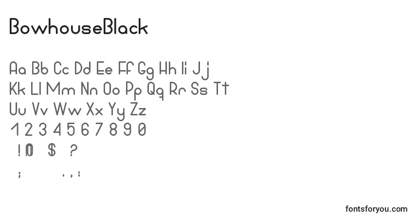 A fonte BowhouseBlack – alfabeto, números, caracteres especiais