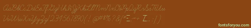 Learningcurvedashed-Schriftart – Grüne Schriften auf braunem Hintergrund