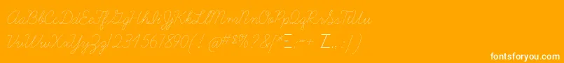 Learningcurvedashed-Schriftart – Weiße Schriften auf orangefarbenem Hintergrund