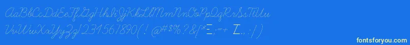 Learningcurvedashed Font – Yellow Fonts on Blue Background