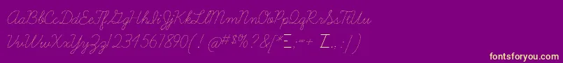 Fonte Learningcurvedashed – fontes amarelas em um fundo roxo