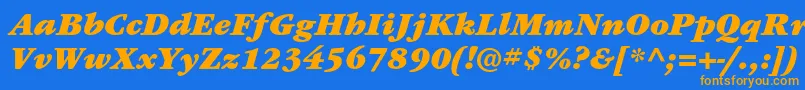 フォントItcgaramondstdUltita – オレンジ色の文字が青い背景にあります。