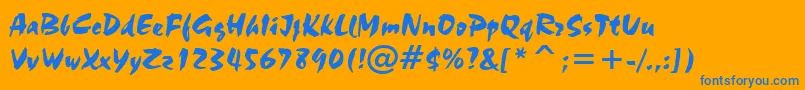 フォントStaccato555Bt – オレンジの背景に青い文字