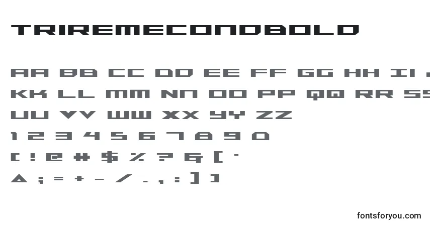 Czcionka Triremecondbold – alfabet, cyfry, specjalne znaki