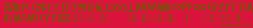 Weitere Informationen zur Megafon-Schriftart Megafon-Schriftart – Braune Schriften auf rotem Hintergrund