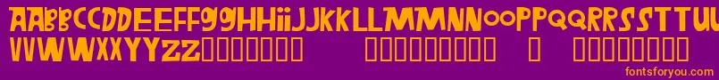 Megafon-Schriftart – Orangefarbene Schriften auf violettem Hintergrund