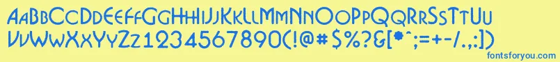 BosaNcr Font – Blue Fonts on Yellow Background