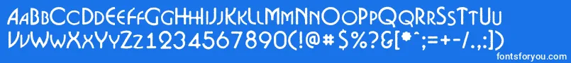 Weitere Informationen zur BosaNcr-Schriftart BosaNcr-Schriftart – Weiße Schriften auf blauem Hintergrund