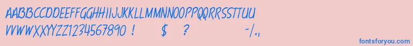 フォントTerryScript – ピンクの背景に青い文字