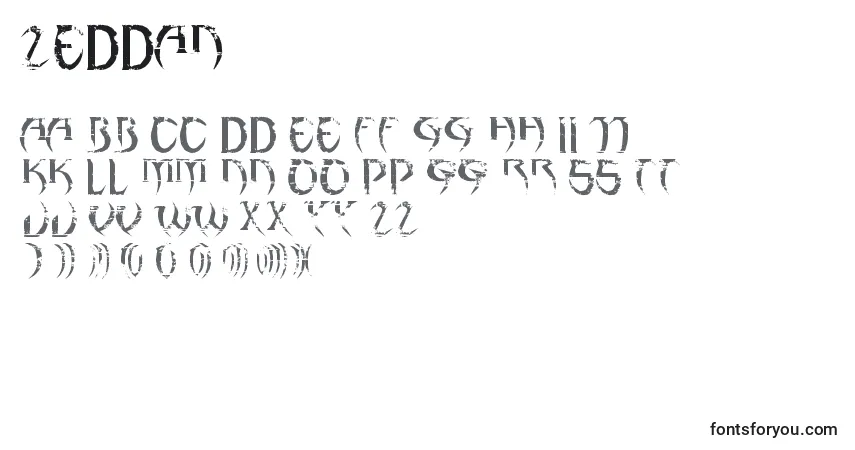 A fonte Zeddan – alfabeto, números, caracteres especiais