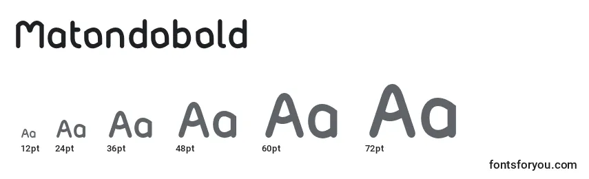 Размеры шрифта Matondobold