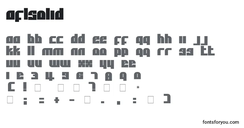 Czcionka AflSolid – alfabet, cyfry, specjalne znaki