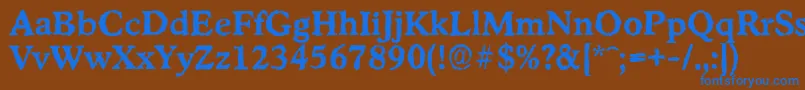 フォントStratfordrandomBold – 茶色の背景に青い文字