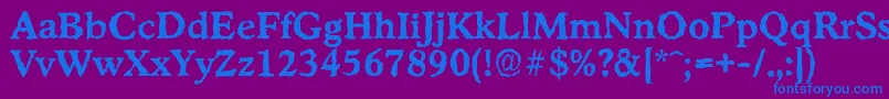 StratfordrandomBold-Schriftart – Blaue Schriften auf violettem Hintergrund