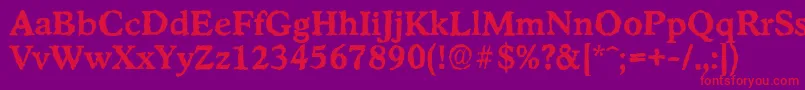 フォントStratfordrandomBold – 紫の背景に赤い文字