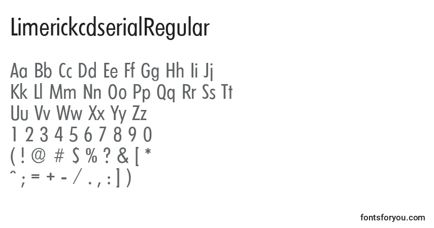 A fonte LimerickcdserialRegular – alfabeto, números, caracteres especiais