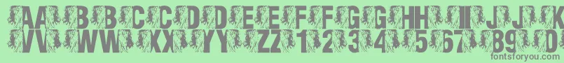 Fonte LmsKingOfTheFontJungle – fontes cinzas em um fundo verde