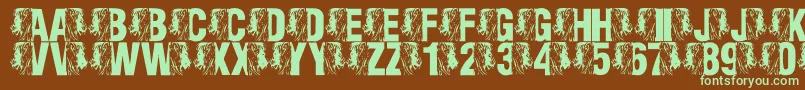 LmsKingOfTheFontJungle-fontti – vihreät fontit ruskealla taustalla