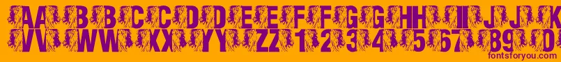 LmsKingOfTheFontJungle-Schriftart – Violette Schriften auf orangefarbenem Hintergrund