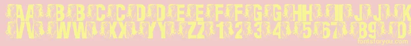 LmsKingOfTheFontJungle-Schriftart – Gelbe Schriften auf rosa Hintergrund