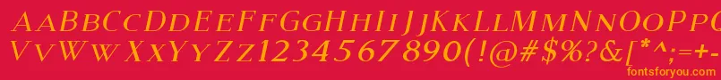 フォントModernSerifItalic – 赤い背景にオレンジの文字