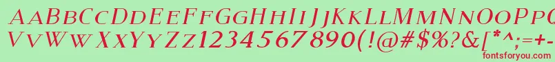 フォントModernSerifItalic – 赤い文字の緑の背景