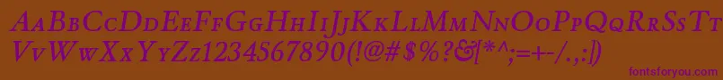 WinthorpescsbItalic Font – Purple Fonts on Brown Background