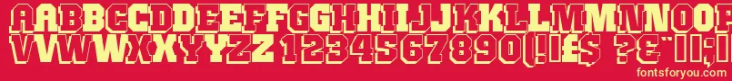 フォントJimthorpeHigh – 黄色の文字、赤い背景