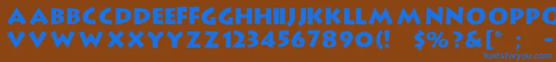 フォントStrongtypeRegular – 茶色の背景に青い文字