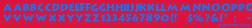 StrongtypeRegular Font – Blue Fonts on Red Background