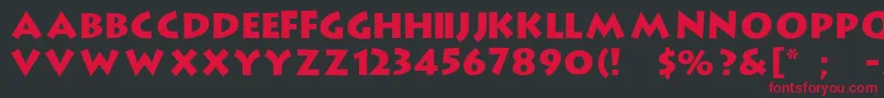 フォントStrongtypeRegular – 黒い背景に赤い文字