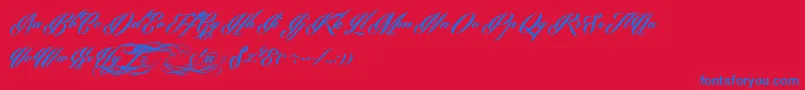 PhraellDemo-Schriftart – Blaue Schriften auf rotem Hintergrund