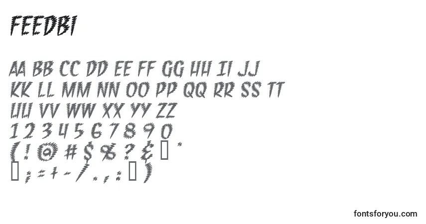 A fonte Feedbi – alfabeto, números, caracteres especiais