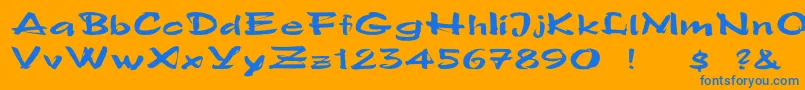 PoloSemiscriptex-Schriftart – Blaue Schriften auf orangefarbenem Hintergrund