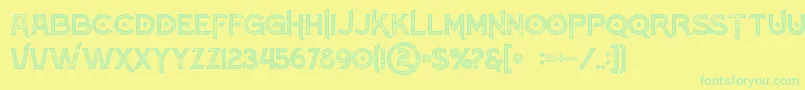 Atlantisinlinegrunge Font – Green Fonts on Yellow Background