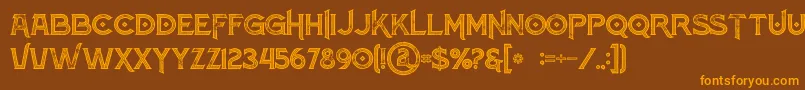 Atlantisinlinegrunge-Schriftart – Orangefarbene Schriften auf braunem Hintergrund