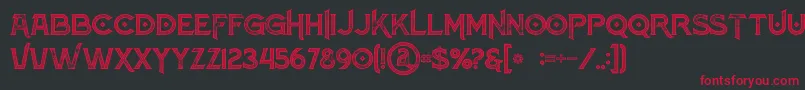 フォントAtlantisinlinegrunge – 黒い背景に赤い文字