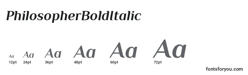 Размеры шрифта PhilosopherBoldItalic