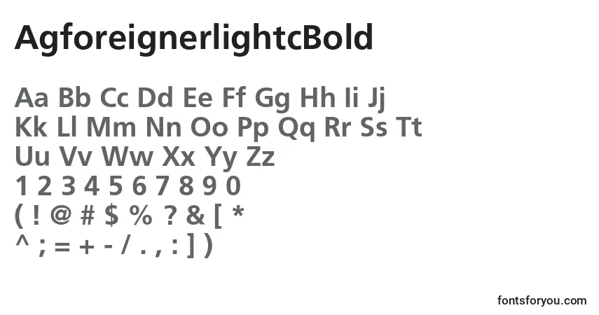 A fonte AgforeignerlightcBold – alfabeto, números, caracteres especiais