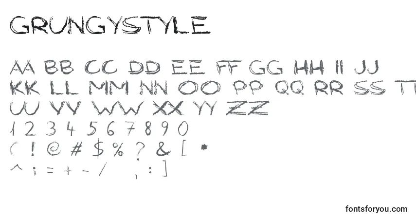 Шрифт GrungyStyle – алфавит, цифры, специальные символы