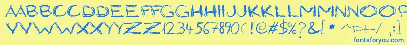 GrungyStyle Font – Blue Fonts on Yellow Background