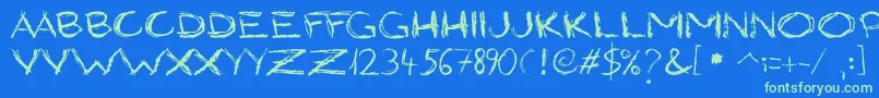 GrungyStyle Font – Green Fonts on Blue Background