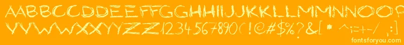 GrungyStyle-Schriftart – Gelbe Schriften auf orangefarbenem Hintergrund