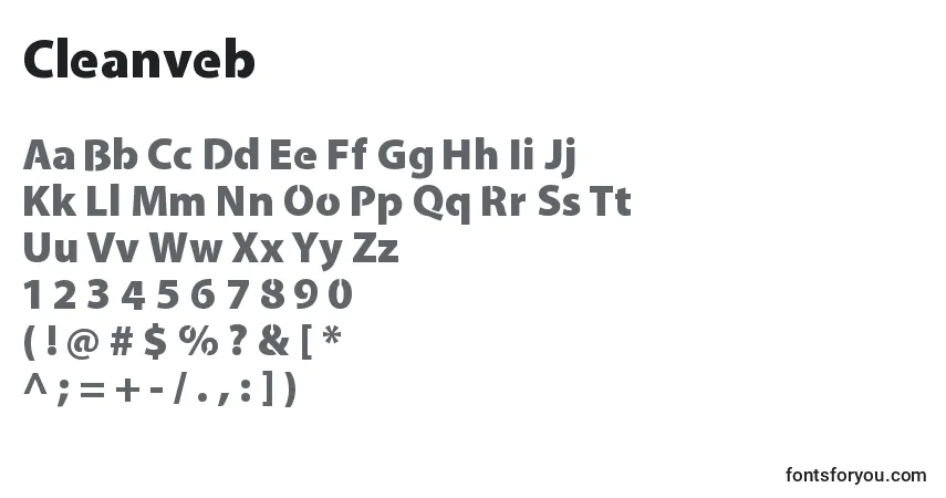A fonte Cleanveb – alfabeto, números, caracteres especiais
