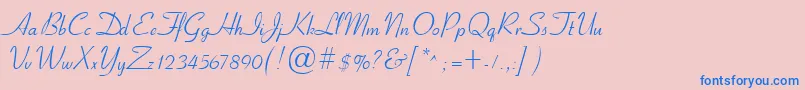 フォントCyrillicribbon – ピンクの背景に青い文字