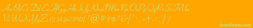 Cyrillicribbon-fontti – vihreät fontit oranssilla taustalla