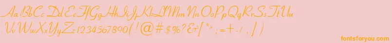 Cyrillicribbon-fontti – oranssit fontit vaaleanpunaisella taustalla