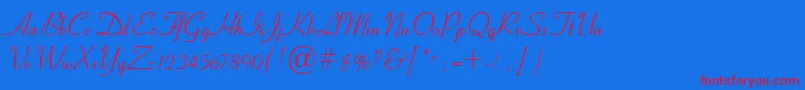 Cyrillicribbon-Schriftart – Rote Schriften auf blauem Hintergrund
