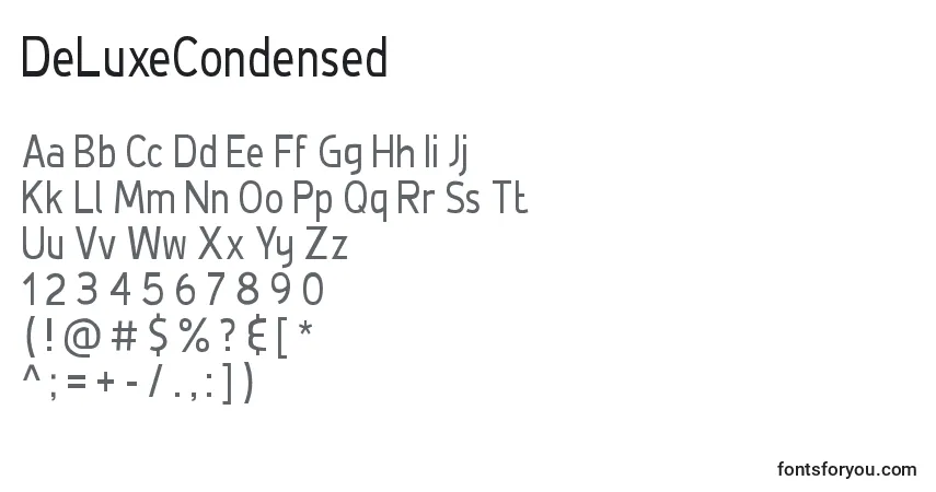 A fonte DeLuxeCondensed – alfabeto, números, caracteres especiais